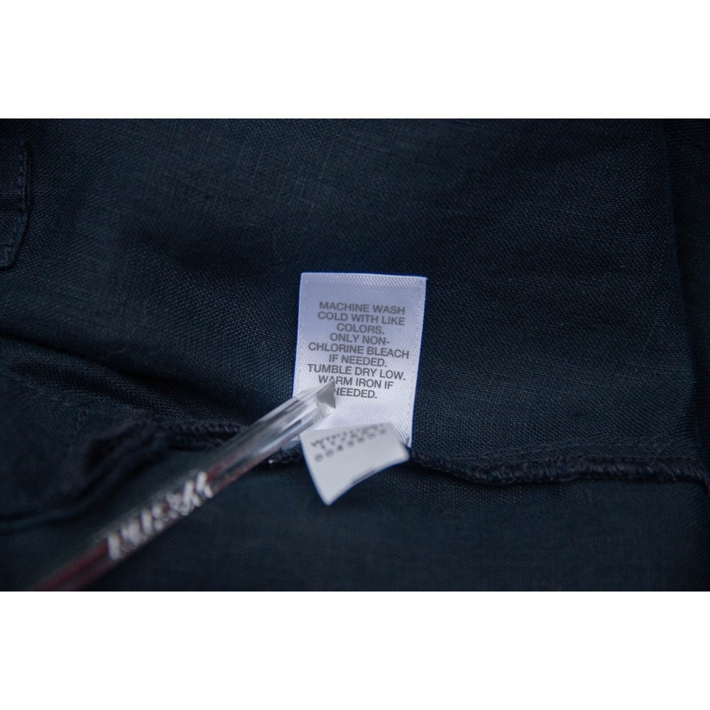 Lagenlook Pure Linen Top Shirt Womens L Navy Relax Side Ties Lightweight Lagom - Picture 8 of 8